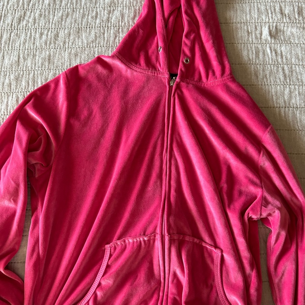 pink velour zip up